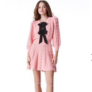 Alice + Olivia Kitty Bow Front Sweater Dress